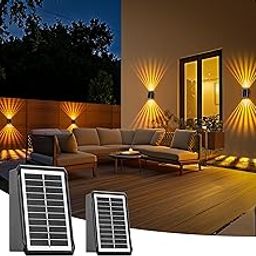 AUDERWIN Solar Wall Lights Outdoor Waterproof IP65, Two Side Amber Color LED Light Solar Powered Fence Light for Outside,Garden, Patio, Outdoor Decorations-2 Pack-image-64