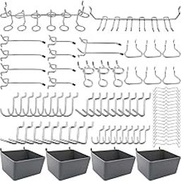 FRIMOONY Pegboard Hooks Assortment with Pegboard Bins, Peg Locks, for Organizing Various Tools, 80 Piece, Plastic-image-26