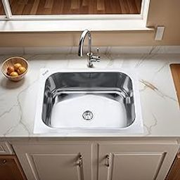 Ruhe® Square Bowl 27x21x9 Inches Kitchen Sink | Square Bowl Stainless Steel Kitchen Sink | Glossy Finish with Sink Coupling and Waste Pipe-23