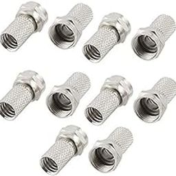 NISTECH F Type Male Connector (Pack of 10) Screw on type F Type Connector for RG6 Satellite TV Antenna Coax Cable Twist-on-15