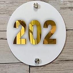 Room Number Plate No 202 | White Acrylic Number Plate Fixed On PVC Sticker with Double Side Tape On Backside-picture-12