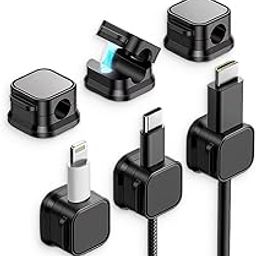 RexezGuardz Pack of 6 Cable Holder, Cable Organiser, Cable Holder's, Self-Adhesive, Magnetic Cable's Holder, Cable Attachment, Cable Holder for Wall, USB, Audio Cable's, Charging Cable, Bedside Table-image-1