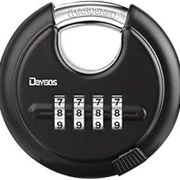 DAYGOS Combination Disc Padlocks For Outdoor - Heavy Duty 4 Digit Code Lock, Combo Discus Lock For Storage Unit,Gate,Fence,Trailer,1Pcs,Black, Stainless Steel-7