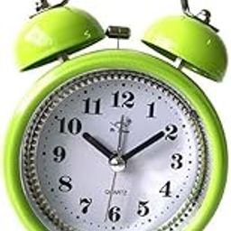 ATORSE 6X Silent Bedside Double Twin Bell Alarm Clock with Nigth Light Function Green-image-61