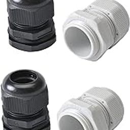 Heyiarbeit 2Pcs PG21 Cable Gland Plastic Waterproof Cable Glands Joints Adjustable Connector for Machinery Control Boxes Black White-image-13