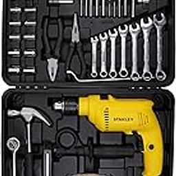 STANLEY SDH600KM-IN 600W 13mm Drill Machine with Mechanical Toolkit for Home, DIY & Professional Use (120-Pieces) - Includes Hammer Drill, Hammer & Measurement Tape, 1 Year Warranty, YELLOW & BLACK-14