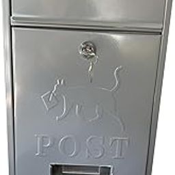 ATORSE Wall Mounted Mailbox Lockable Iron Windproof Mail Box for Gate External Door Gray-13