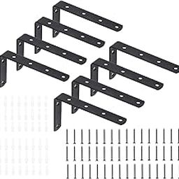 Wall Bracket L Shape with Screws, (Set of 8) Wall Floating Shelf Bracket, Iron Shelf Brackets, Metal Shelf Bracket, Modern Shelf Bracket (6"x4"x1")-1