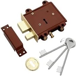 DOOR EYE Door Lock King Finish-Powder Coated 2 in 1 Main Door Lock with 3 Keys Best Suitable for Doors and Can Be Operated from Both Sides of Door 2 in 1, Beige-image-23