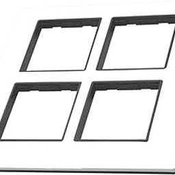 Glare Max Square 8 Modular Plate, White with Black Chrome - Pack of 2|8 Module Switch Plates|Cover Plate|8M Polycarbonate Switch Frame-46