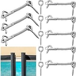 MorningRo 12 Pcs Safety Pool Latch 3.75'' Spring Hook and Eye Chain Link Fence Gate Latch Safety Tool for Pool Fencing Spa Gate-image-68