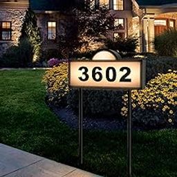 Solar Address Signs for Yard, Solar Powered Address Sign with Warm White & Cold White, IP65 Waterproof Solar House Numbers for Outside, LED Illuminated Plaques Wall Mounted & In Ground-57