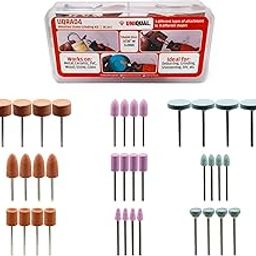 UniQual 36pcs Mounted Stone Grinding Rotary Accessories Kit for Deburring, Engraving, Polishing, Sharpening, Tooling-image-68