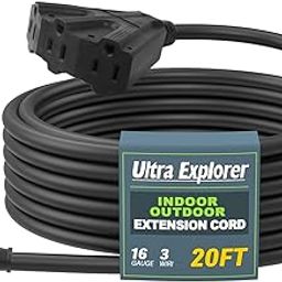 Ultra Explorer - 6m Outdoor Extension Cable 3 Sockets SJTW 16/3 Heavy Duty Black Cable with 3 Pin Plug-image-26