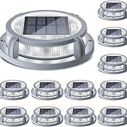 SIEDiNLAR 12 Pack Solar Lights Outdoor, 2 Modes, 16 LED Solar Powered Markers, Waterproof for Floor, Stairs, Garden, Road, Yard(Cool White/Warm White)-image-36