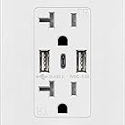 TOPGREENER TU22036AC3-W Triple Port USB Type C/A Combination Wall Outlet, 20A Tamper Resistant Receptacle with 3 USB Charging Ports, White-image-54