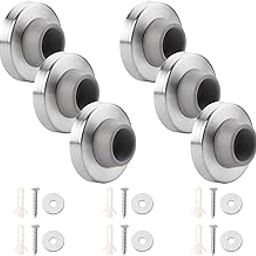 6pcs Concave Wall Door Stopper Bumper Door Stop Wall Mount Protector Stainless Round Rubber Handle Stoppers Knob Prevent Door Handle Damage Shield Walls (Grey)-image-17