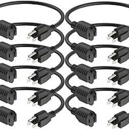 PLUGTUL 10 Pack 8 Inch Short Extension Cable Indoor Outdoor 16 Gauge ETL Certified 13A 1625W 125V SJTW-image-88