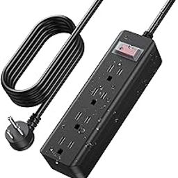 CCCEI Outdoor Waterproof 15 FT Flat Plug Extension Cord Power Strip,1500J Surge Protector Weatherproof Indoor Exterior Multiple Outlet, 15 Foot Extra Long, 3 Prong, 4 Outlets, Black. (Black, 15FT)-image-34
