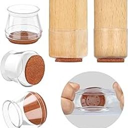 24 Pcs Chair Leg Floor Protectors, High Transparency Chair Leg Covers, Protect The Floor to Reduce Noise, Easy to Move(24 Pcs Medium)-image-27