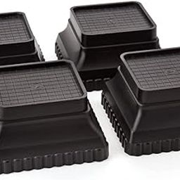 PUJI Multi-Purpose 4 Pieces Square Plastic Legs,Foot and Stand for Almirah,Wardrobe,Refrigerator,Sofa,Sleeping Bed,Dinning Table and Dressing Table (Wood and Steel Furniture) (Black) (Black)-13