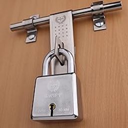 Harrison Padlocks/Square Padlock 60mm 7 Lever with 3 Keys SWIFT-0229 Pack of 1/ Mild Steel Material/Bright Chrome Plated Finish/Door Lock, Shutter Lock, Godown Lock, gate Lock-19
