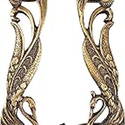 Two Moustaches Peacock Design 7 Inches Brass Door Handle Pair, Main Door Handles, Brass Handles for Home, Standard, Pack of 2, Pull Handle-picture-3