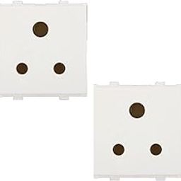 Anchor by Panasonic Penta Modular 2M 6 A Polycarbonate 2 In 1 Socket W/O Shutter, White, (Pack of 2) (65208)-18