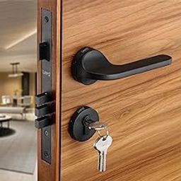 LAPO Luxury Door Locks for Main Door, Door Lock for Bedroom, Mortise Door Lock Set, Door Lock Handlesets with 3 Brass Key for Home,Office,Hotel | Black Finish | 3 Years Warranty Ro-127-picture-4