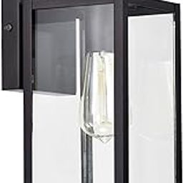 MICSIU Outdoor Light Fixture Wall Mounted Lantern 1 Light Outdoor Sconce for Front Patio Textured Black Finish with Clear Glass (Pack of 1)-image-56