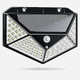 Solar Motion Sensor LED Security Light, 100 LED Wide Angle Outdoor Wall Light, Black-14