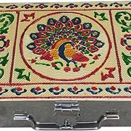 SS Storage Boxes,Cash, Pooja Peti,Organizer, Vanity Box, Safe Locker,Cash Box With Handicrafts Digital Meenakari Laser Print Design -9 inch-28