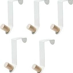 UJEAVETTE 5 Pieces Cabinet Door Hooks Without Drilling Towel Holder for Hats White-24