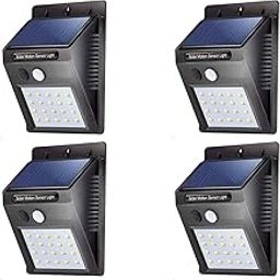 ASGTRADE 20 LED Bright Outdoor Security Lights with Motion Sensor Solar Powered Wireless Waterproof Night Spotlight for Outdoor/Garden Wall, Solar Lights for Home (Black- 4 PCs Combo)-image-1