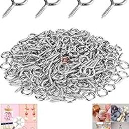 500Pcs Screw Eyes 0.75 Inch Eye Shape Screws Eye Hooks Self-Tapping Screws Hanging Hooks Eeybolt Ring,Zinc Plated s.s utensils-picture-29