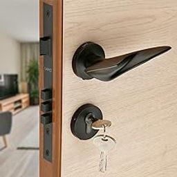 LAPO Deluxe Mortise Door Lock Set With Lever Handles and 3 Brass Keys for Main Door, Bedroom, Home, Office, Hotel - Black Finish, 3 Years Warranty, Ro-178-image-30