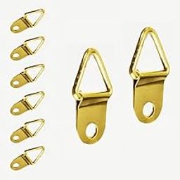 Storp® D-Ring Triangle Hooks for Hanging Picture - 50 Pcs Clock Paintings Artwork Picture Frame Hook Photos (Golden)-image-26