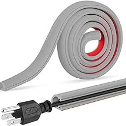 Serplex® PVC Cord Cover 6.6ft Self Adhesive Floor Cord Hider Wall Wire Holder Hider Cuttable Soft PVC Floor Cord Hider Side Open Flexible Wire Cover Reuseable Cord Cover, Grey-22