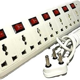 Skeisy Ext-7+7-Socket Power Strip, 3 Metre Cord, Power up to 6amp, Overload Fuse, Led Indicator, Multiuse Board 7 Socket Power Strip with Individual Switches-image-70