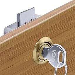 Volo Multipurpose Furniture Lock for Drawers and Cabinets, Safety Lock for Wardrobe, Home and Office (30mm, Antique Brass)-7