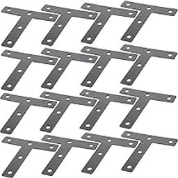 GARVALON 20pcs Black t Braces Corner Brackets Cold Rolled Steel Shelf Supports for Furniture Repair Easy Installation Mending Plates Strong Fixing Bracket for Shelving-image-24