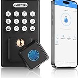 KNOBWELL Smart Lock Deadbolt for Front Door, Fingerprint Keyless Entry Door Lock, Biometric Touch Digital Keypad Deadbolt, Electronic Password Door Locks with Bluetooth and APP Control-image-5