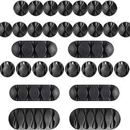 BQTQ 30 Pieces Black Cable Clips - Self Adhesive Management Organizer for Wire and Cord - Multi-Purpose Holder for Home and Office Desk Organization-9