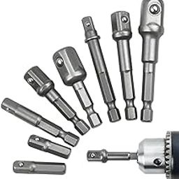 Serplex® 8PCS Drill Bit Adapter Set - 1/4", 3/8", 1/2-Inch Hex Shank Impact Socket Adapters for Power Drill-0
