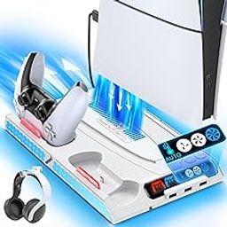 KDD PS5/PS5 Slim Stand with Auto Turbofan, 3-Level Cooling Fans, RGB Lights, Accessories for PS5 2023 Slim & 2020 Digital/Disc Consoles-13