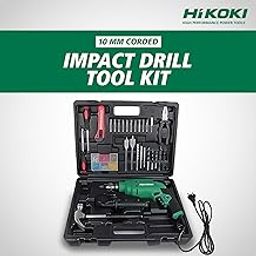 Hikoki Tool Kit(Dv10Vst(Kit) Saz9), 10Mm Corded Impact Drill, 550W, 1.7 Kg, 0-3000 Rpm, 0-48000Bpm, 10Mm Drill Chuck, Robust Design, With 28 Pieces Accessories Included - Black-image-10