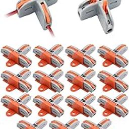 5pcs Wire Connectors T-Shape 3 Way Wire Conductor Quick Cable Splitter Electrical Push-in Terminal Block Compact Lever Nut Cable Connector Universal Wiring for AWG 28-12 Cables-0