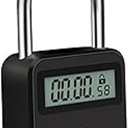 Metal Timer Lock, 99 Hours Max Timing Lock, USB Rechargeable Timer Padlock with LCD Display, Multi-Function Micro Electronic Timer Lock, Heavy Duty Metal Time Out Padlock(Black)-36