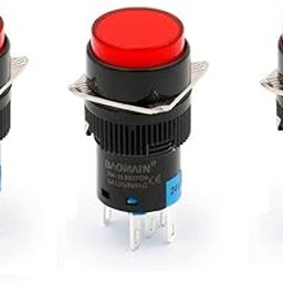 KAMCON? 16mm Push Button Switch Momentary Round Cap LED Lamp Red, Yellow,Blue,Green Light DC 24V SPDT 5 Pin (3 Nos of RED)-picture-0