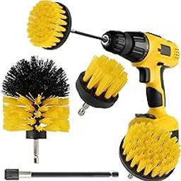Power Drill Scrubber Brush 4PCS Set, Multi-Function Drill Brush Attachment, 5 Type of Scrubber, Scrubber Brush for Bathroom, Floor, Shower, Corner, Wheel Hub, Sink (Without Drill Machine) (Yellow)-image-7